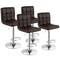Gymax Set of 4 PU Leather Bar Stool Swivel Bar Chair w/ Adjustable Height Brown